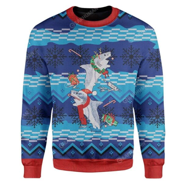 Ugly Sharks Custom T-shirt - Hoodies Apparel HD-TT08111901 Ugly Christmas Sweater Long Sleeve S 