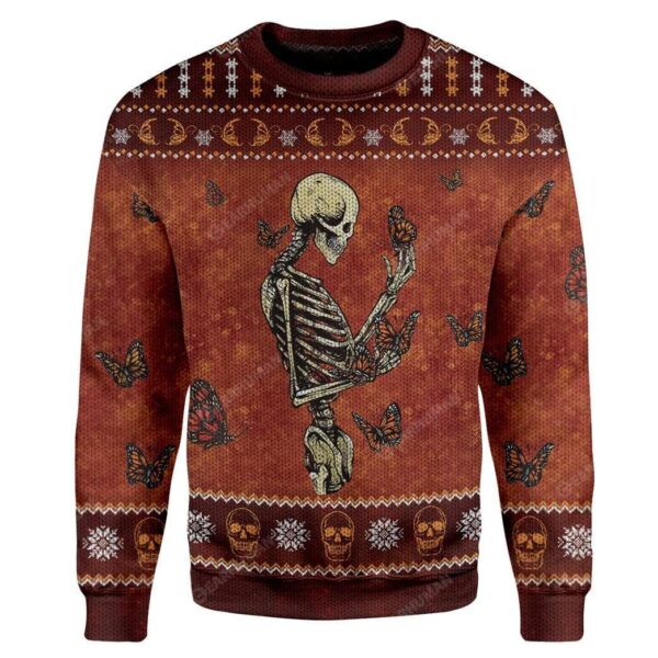 Ugly Skull Monarch Butterfly Custom T-Shirts Hoodies Apparel SK-DT0312193 3D Custom Fleece Hoodies Long Sleeve S 