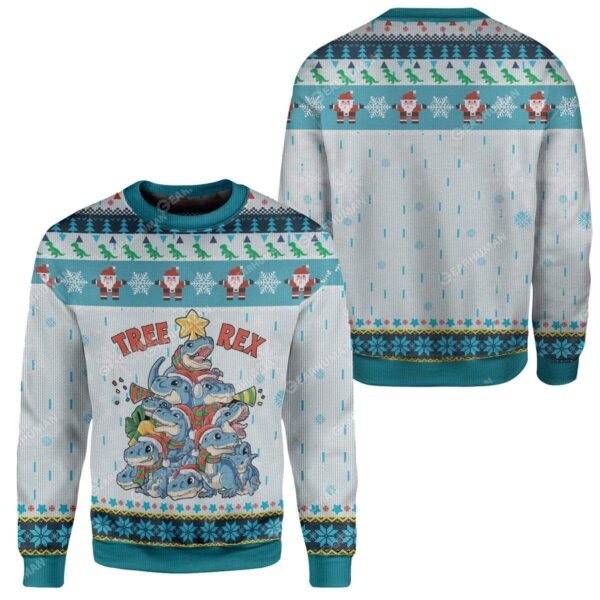 Ugly Tree T-Rex Custom Sweater Apparel HD-AT21111906 Ugly Christmas Sweater 