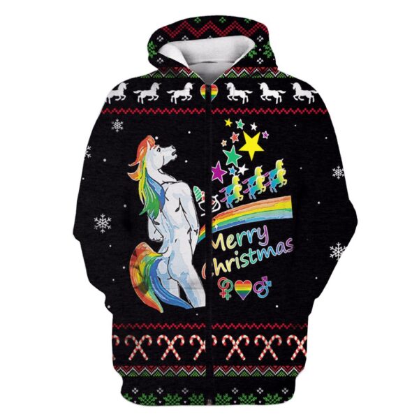 Ugly Unicorn Merry Christmas Custom T-shirt - Hoodies Apparel HD-UGL110198 3D Custom Fleece Hoodies 