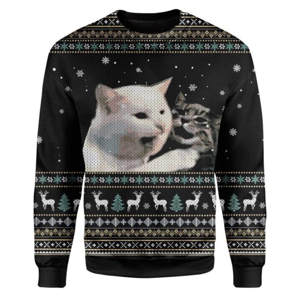 Ugly Woman Yelling At A Cat Custom Sweater Apparel HD-AT11111912 Ugly Christmas Sweater Long Sleeve S 