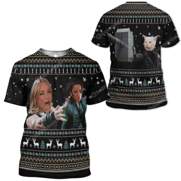 Ugly Woman Yelling At A Cat Custom T-shirt - Hoodies Apparel HD-AT19111906 3D Custom Fleece Hoodies 