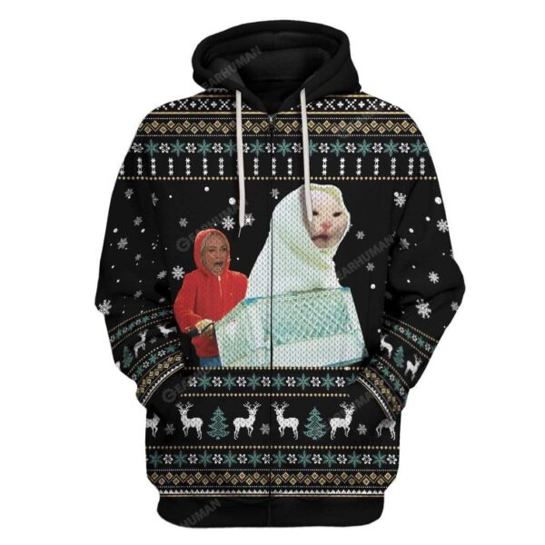 Ugly Woman Yelling At A Cat Terrestrial Custom T-Shirts Hoodie Apparel MV-AT2611192 3D Custom Fleece Hoodies Zip Hoodie S 