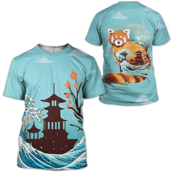 Ukiyo e Red Panda Custom T-shirt - Hoodies Apparel HD-DT21111927 3D Custom Fleece Hoodies 