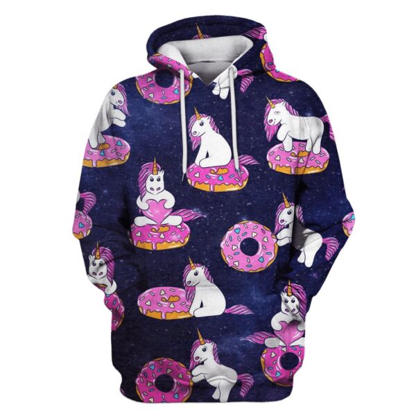 Unicorn and Doughnuts Custom T-shirt - Hoodies Apparel UNI110150 3D Custom Fleece Hoodies Hoodie S 