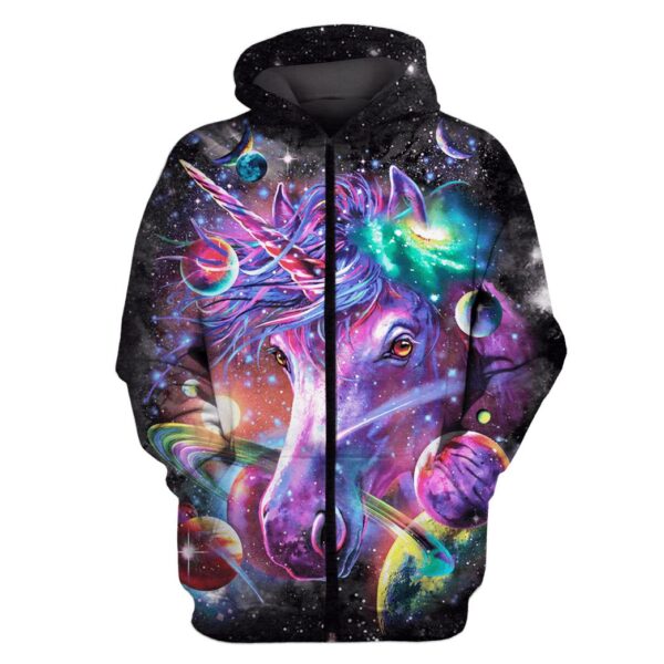 Unicorn and Universe Custom T-shirt - Hoodies Apparel HD-GH110400 3D Custom Fleece Hoodies Zip Hoodie S 