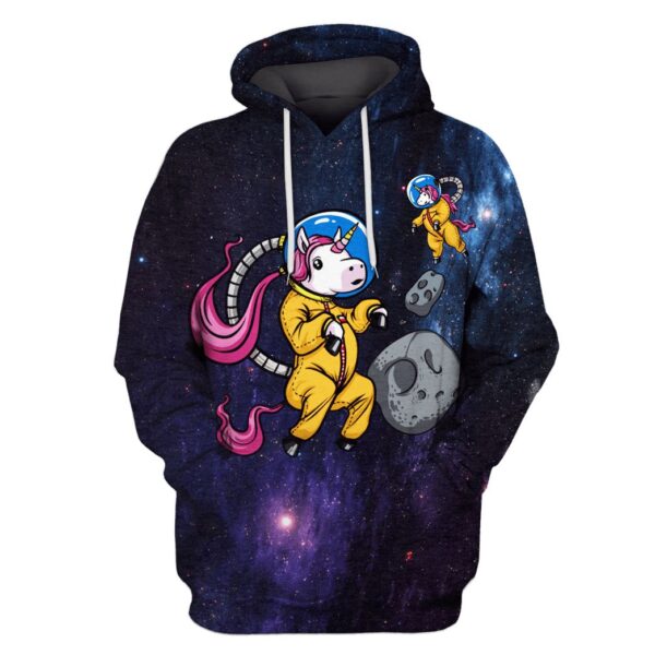 Unicorn Astronaut In Galaxy Custom T-shirt - Hoodies Apparel GH110221 3D Custom Fleece Hoodies Hoodie S 
