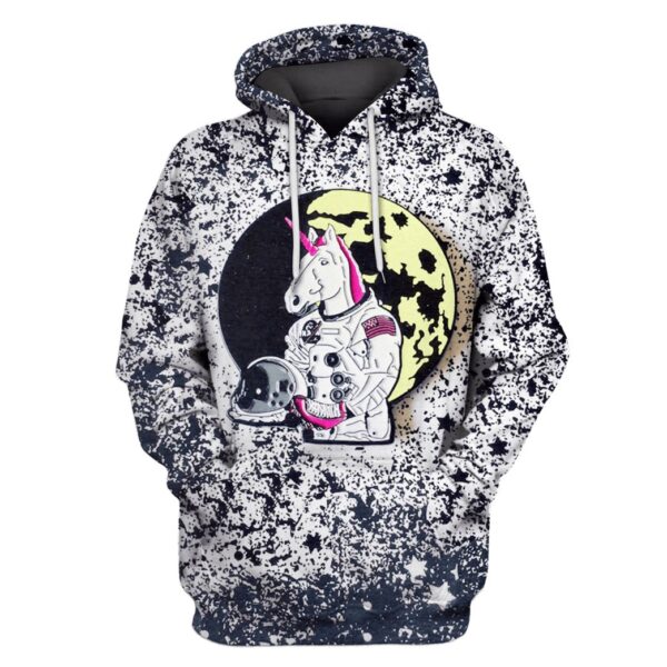 Unicorn Astronut on the Moon Custom T-shirt - Hoodies Apparel GH110219 3D Custom Fleece Hoodies Hoodie S 
