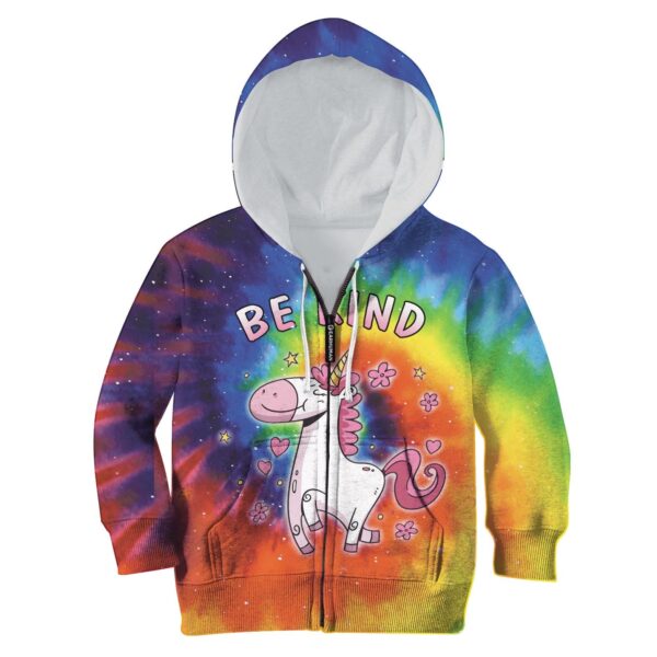 Unicorn Be Kind Custom Hoodies T-shirt Apparel HD-UNI110155K kid 3D apparel Kid Zip Hoodie S/6-8 
