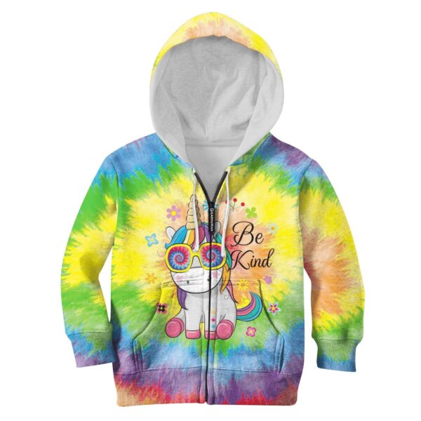 Unicorn Be Kind Kid Custom Hoodies T-shirt Apparel HD- UNI110123K kid 3D apparel Kid Zip Hoodie S/6-8 