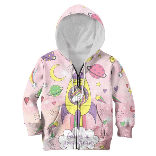 Unicorn Believe In Your Dream Custom Hoodies T-shirt Apparel HD-UNI110153K kid 3D apparel Kid Zip Hoodie S/6-8 