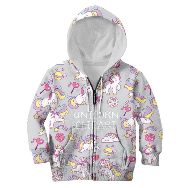 Unicorn Clipart Custom Hoodies T-shirt Apparel HD-UNI110114K kid 3D apparel Kid Zip Hoodie S/6-8 