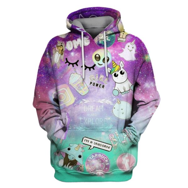 Unicorn Exploring Social Networking Custom T-shirt - Hoodies Apparel UNI110140 3D Custom Fleece Hoodies Hoodie S 