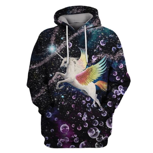 Unicorn Flying Into Galaxy Custom T-shirt - Hoodies Apparel UNI110161 3D Custom Fleece Hoodies Hoodie S 