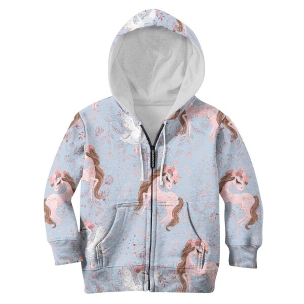 Unicorn Kid Custom Hoodies T-shirt Apparel HD-UNI110246K kid 3D apparel Kid Zip Hoodie S/6-8 