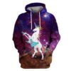 Unicorn Playing Music OuterSpace Custom T-shirt - Hoodies Apparel UNI110132 3D Custom Fleece Hoodies Hoodie S 