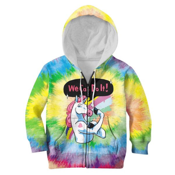 Unicorn We Can Do It Custom Hoodies T-shirt Apparel HD-UNI110124K kid 3D apparel Kid Zip Hoodie S/6-8 