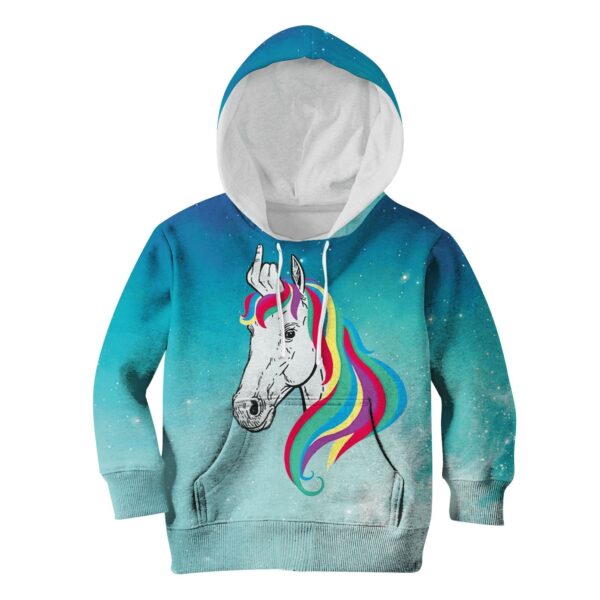 Unicorn With Middle Finger Custom Hoodies T-shirt Apparel HD-UNI110136K kid 3D apparel Kid Hoodie S/6-8 