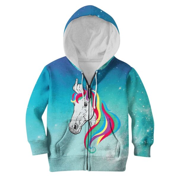 Unicorn With Middle Finger Custom Hoodies T-shirt Apparel HD-UNI110136K kid 3D apparel Kid Zip Hoodie S/6-8 