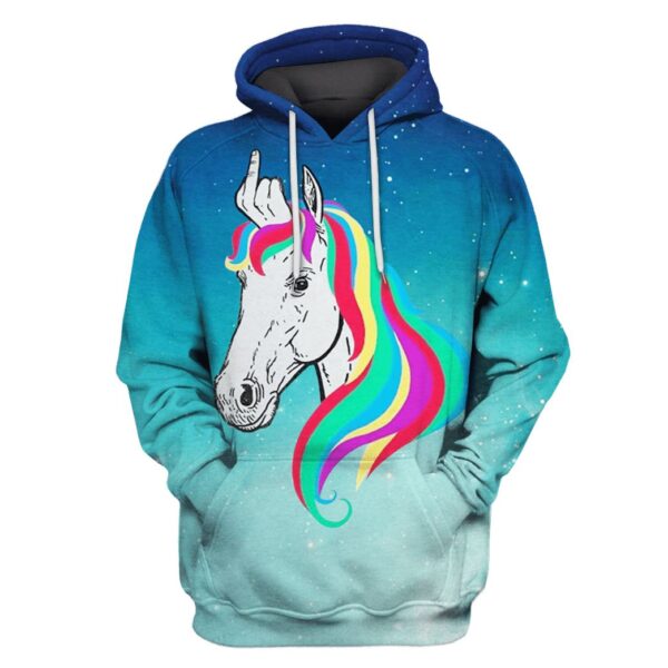 Unicorn With Middle Finger OuterSpace Custom T-shirt - Hoodies Apparel UNI110136 3D Custom Fleece Hoodies Hoodie S 