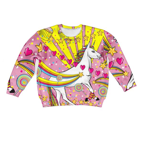 Unicorn with sweet heart Kid Custom Hoodies T-shirt Apparel HD-UNI110139K kid 3D apparel Kid Sweatshirt S/6-8 