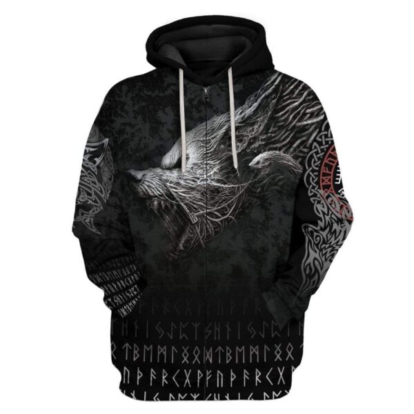 Viking Wolf Custom T-Shirts Hoodies Apparel VK-AT0201201 3D Custom Fleece Hoodies Zip Hoodie S 