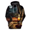 Witching Hour Black Cat Hoodies - T-Shirts Apparel PET110192 3D Custom Fleece Hoodies Hoodie S 