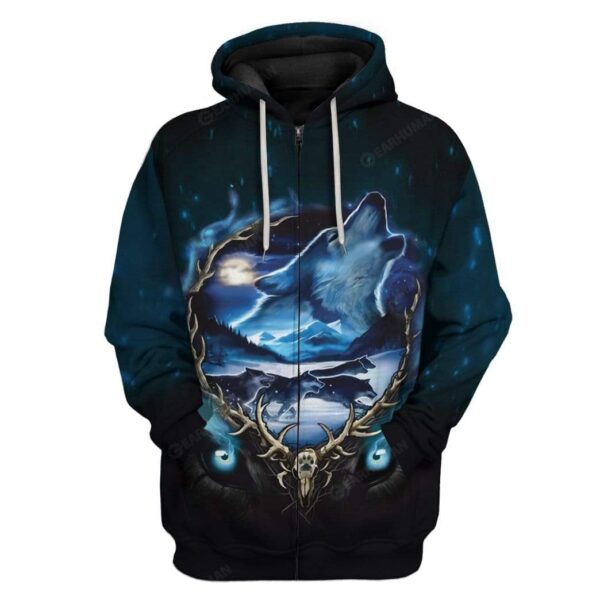 Wolf Night Custom T-Shirts Hoodies Apparel AN-DT0612192 3D Custom Fleece Hoodies Zip Hoodie S 