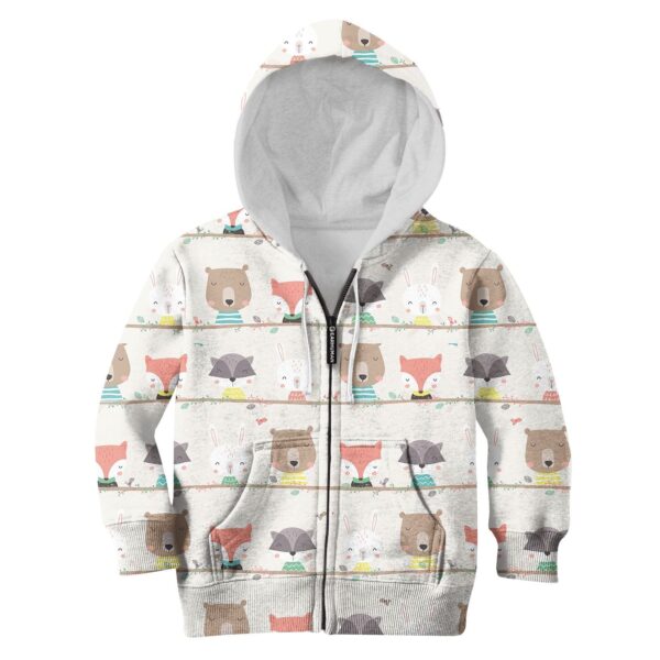 WOODLAND ANIMALS Kid Custom Hoodies T-shirt Apparel HD-PET110337K kid 3D apparel Kid Zip Hoodie S/6-8 